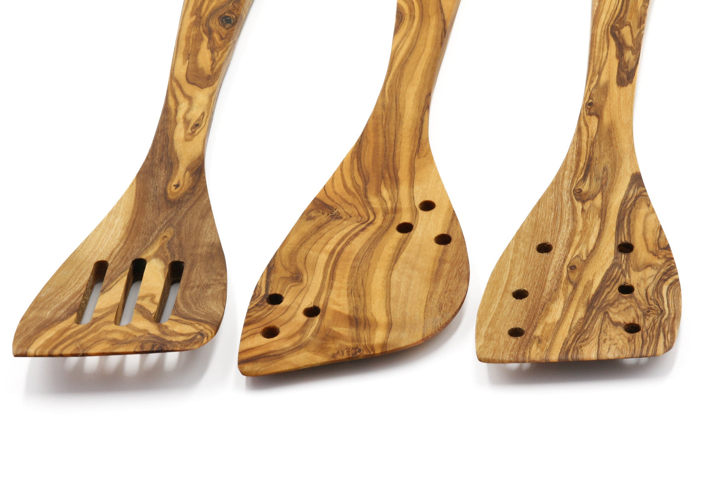 Olive wood perforated spatula