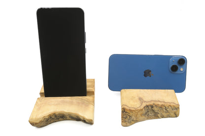 Olive wood mobile phone holder