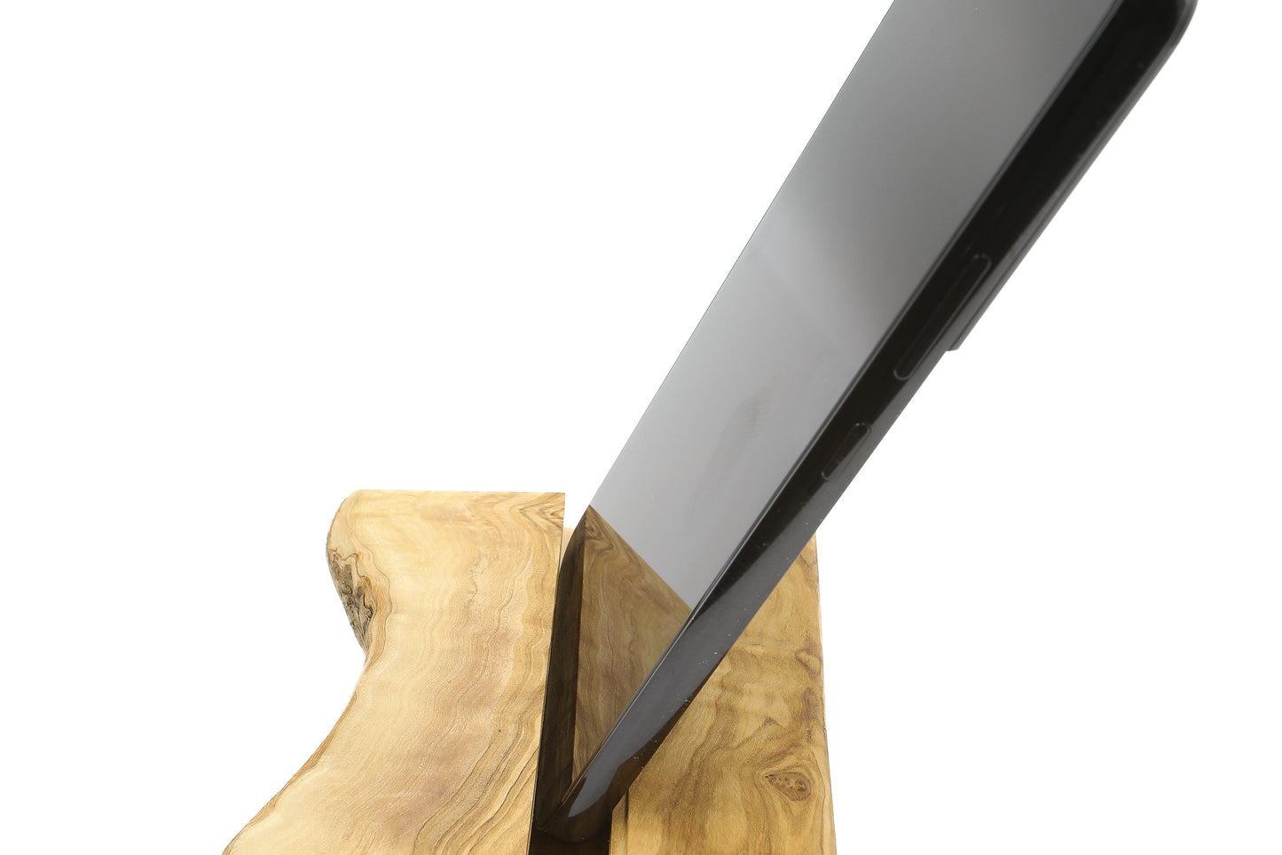 Olive wood mobile phone holder