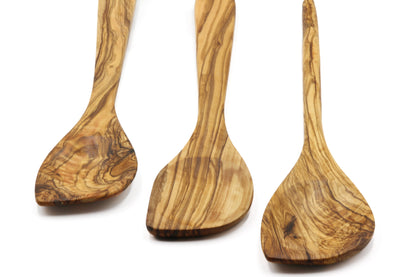 Olive wood pointed stirring, cooking, and baking spoon