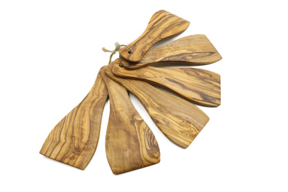 Olive wood spatulas for raclette, set of 6