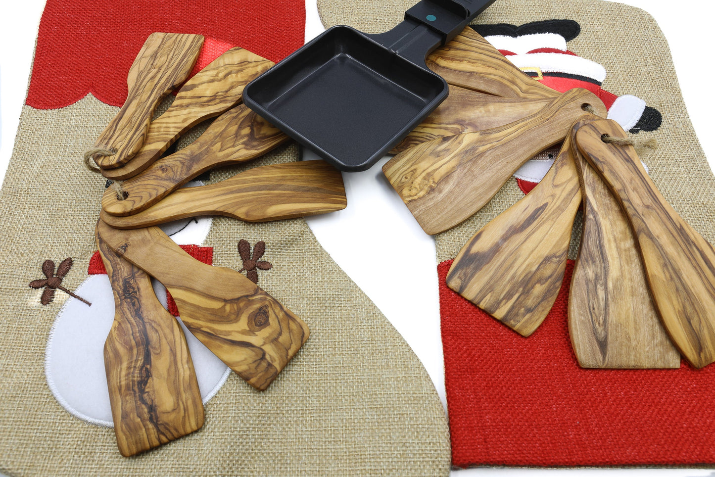 Olive wood spatulas for raclette, set of 6