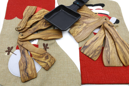 Olive wood spatulas for raclette, set of 6