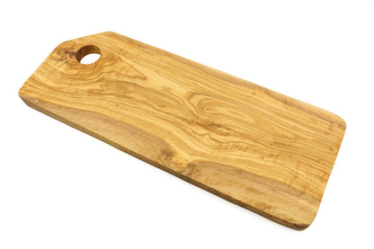 Beveled rectangular olive wood chopping board