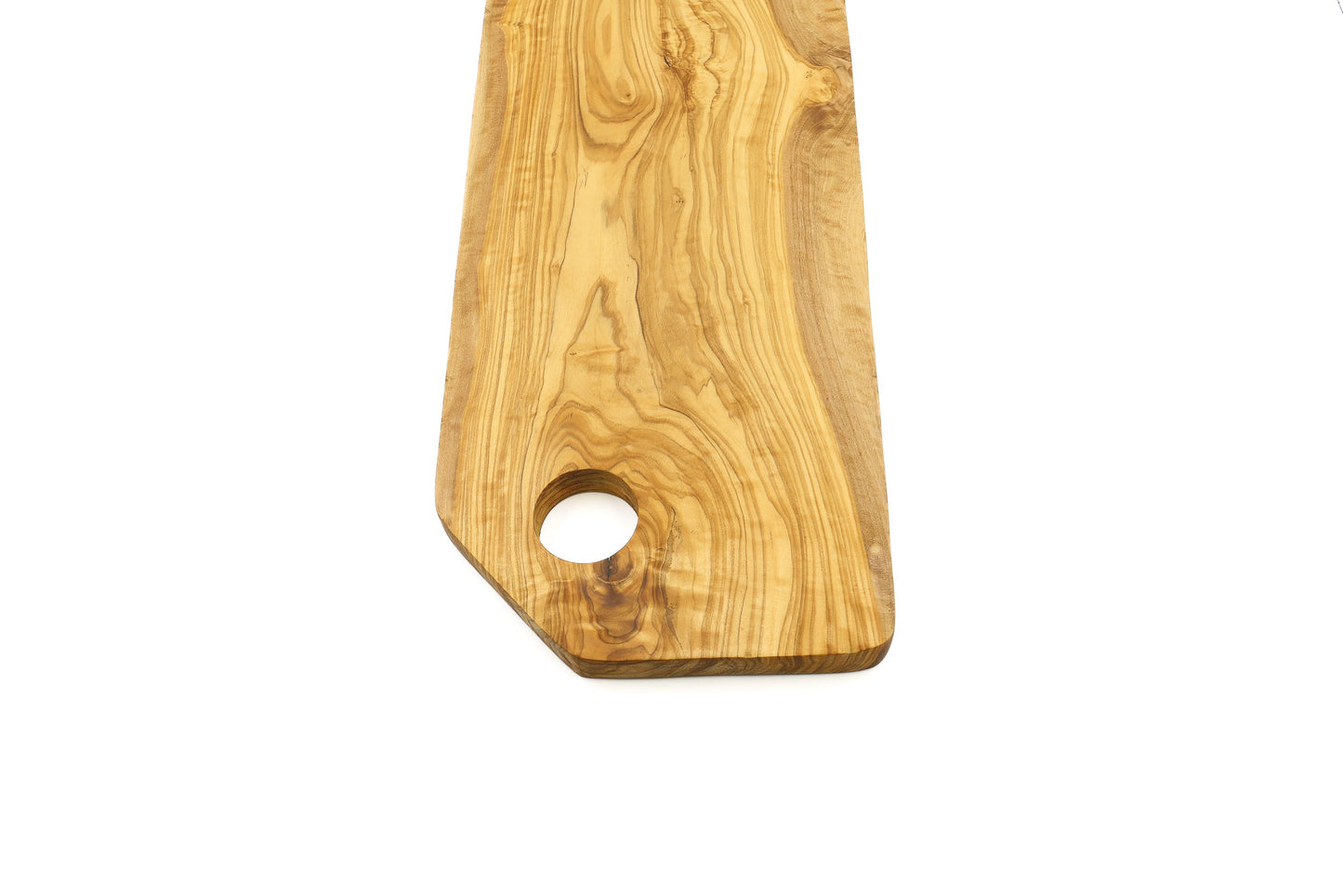 Beveled rectangular olive wood chopping board