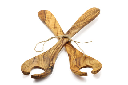Olive wood scandia style salad serving fork