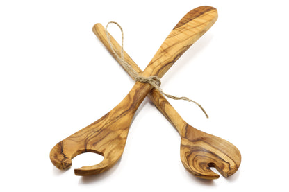 Olive wood scandia style salad serving fork