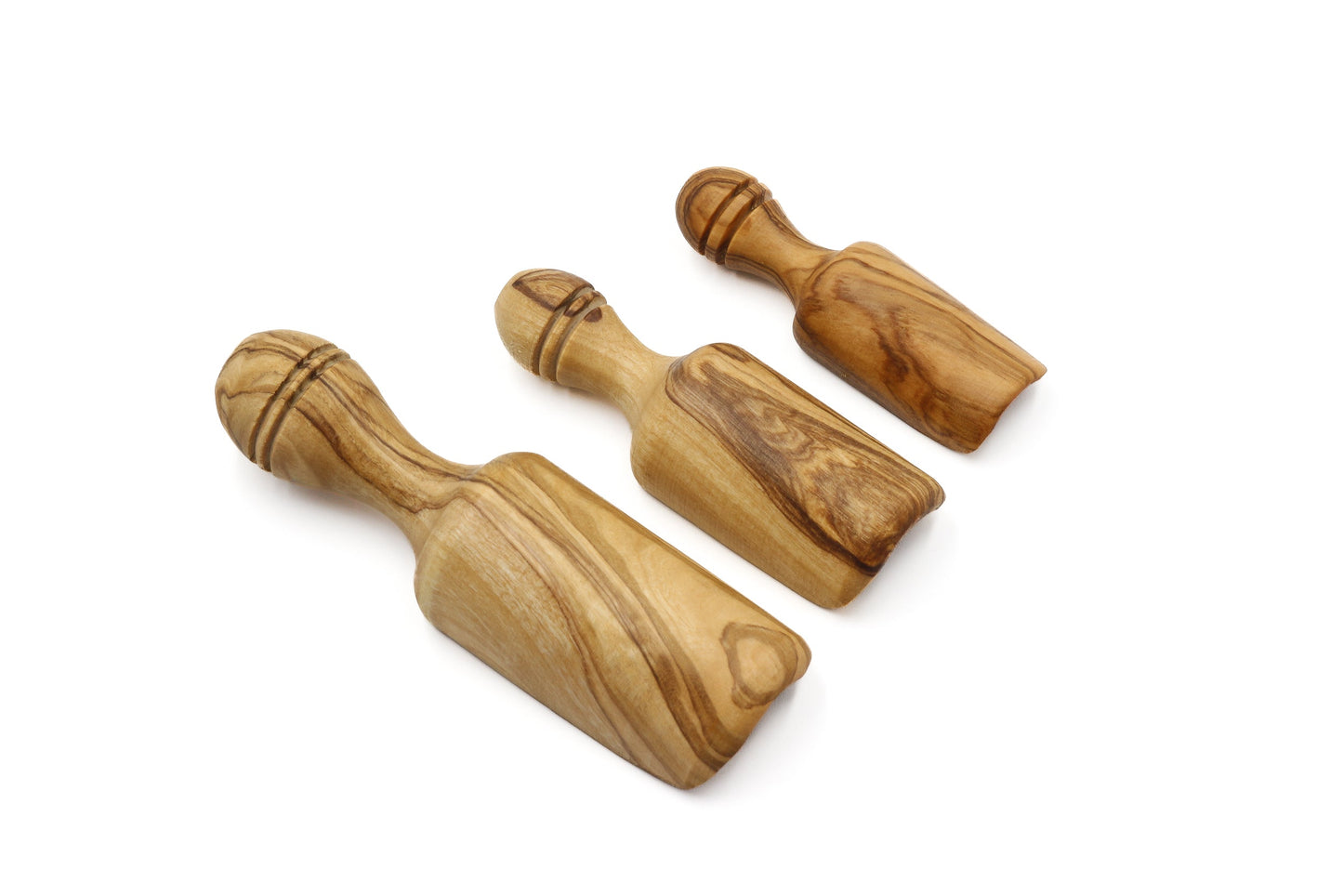 Olive wood scoops, measuring spoons