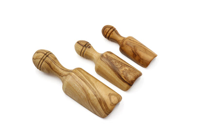 Olive wood scoops, measuring spoons