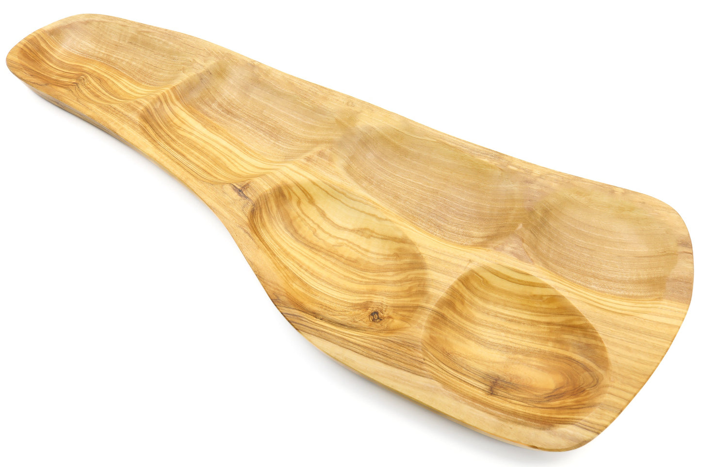 Irregular shape olive wood appetizer tray, sectional tray