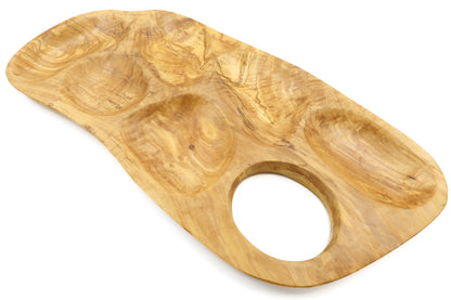 Irregular shape olive wood appetizer tray, sectional tray