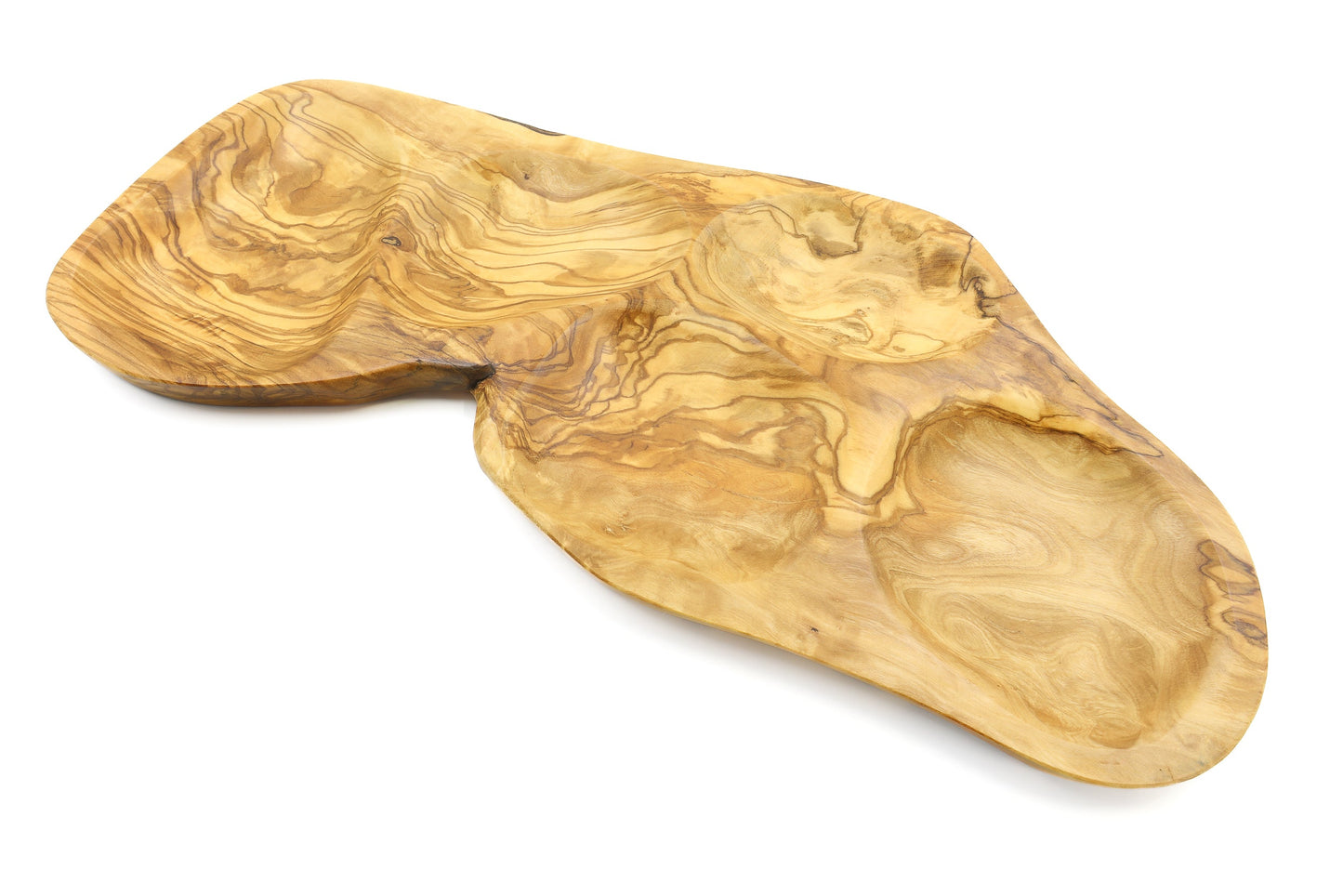 Irregular shape olive wood appetizer tray, sectional tray