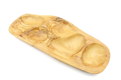 Irregular shape olive wood appetizer tray, sectional tray