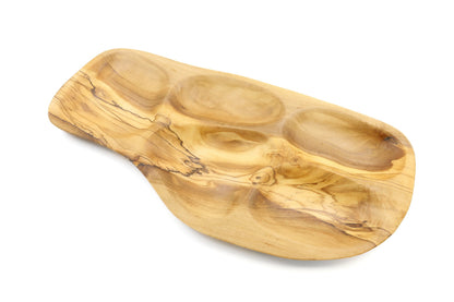 Irregular shape olive wood appetizer tray, sectional tray