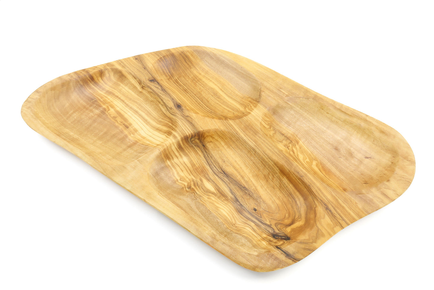 Irregular shape olive wood appetizer tray, sectional tray
