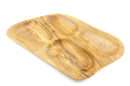Irregular shape olive wood appetizer tray, sectional tray