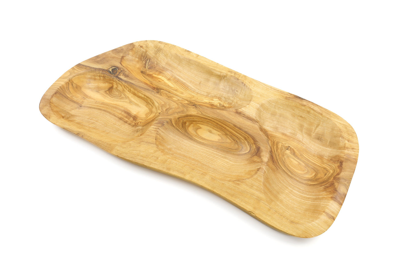 Irregular shape olive wood appetizer tray, sectional tray