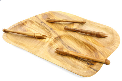 Irregular shape olive wood appetizer tray, sectional tray