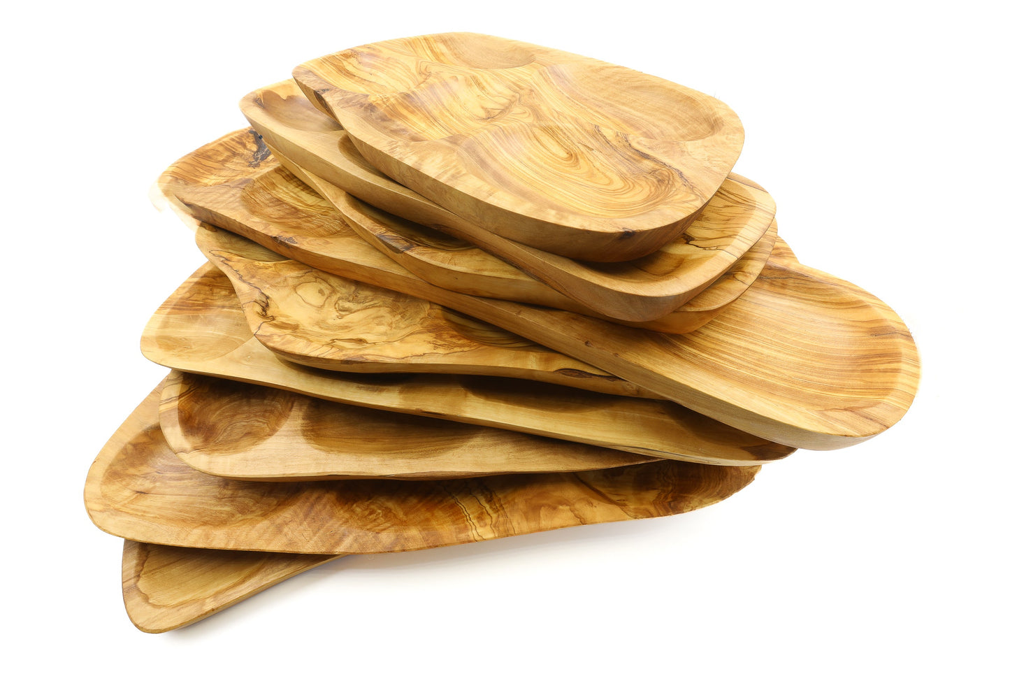 Irregular shape olive wood appetizer tray, sectional tray