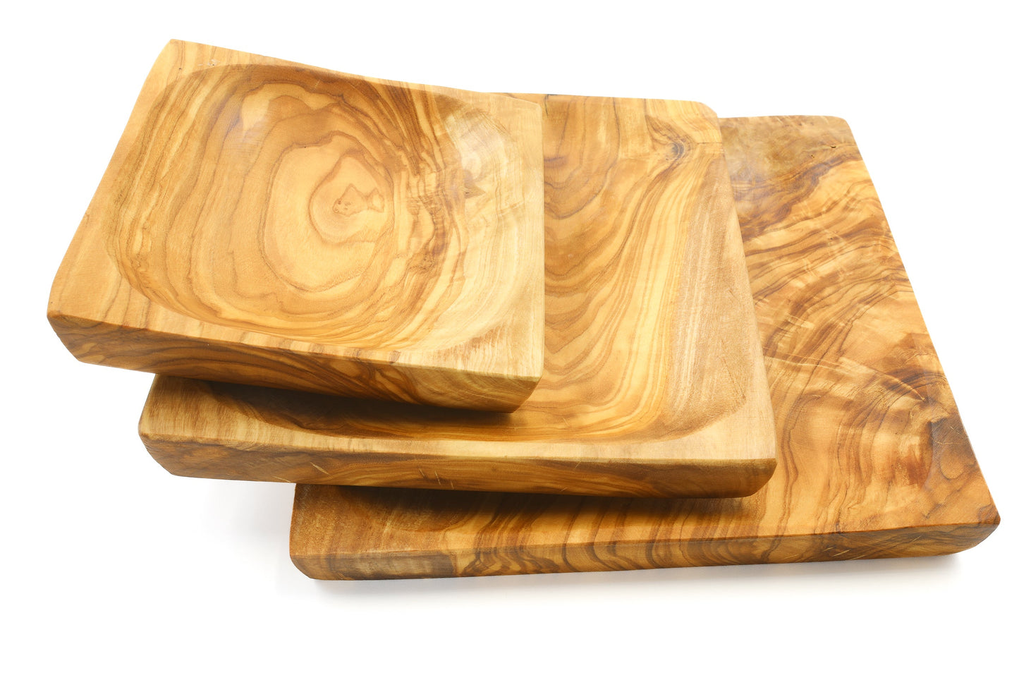 Olive wood square plates, rectangular dishes