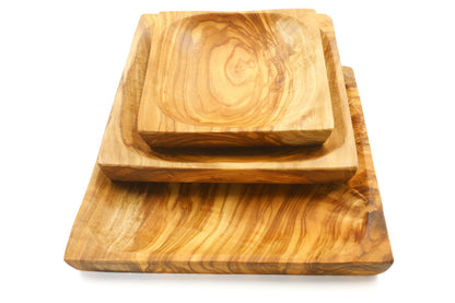 Olive wood square plates, rectangular dishes