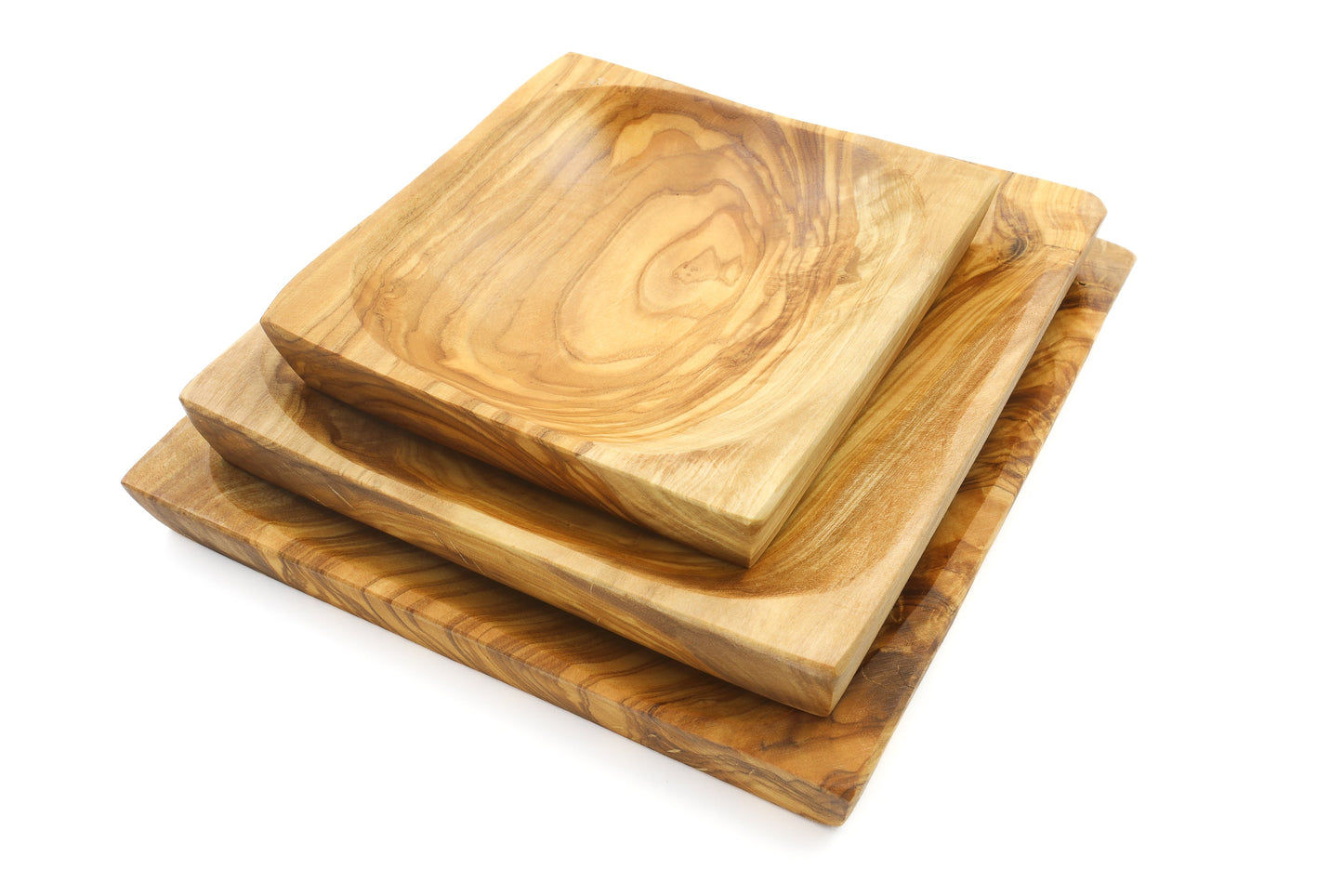Olive wood square plates, rectangular dishes