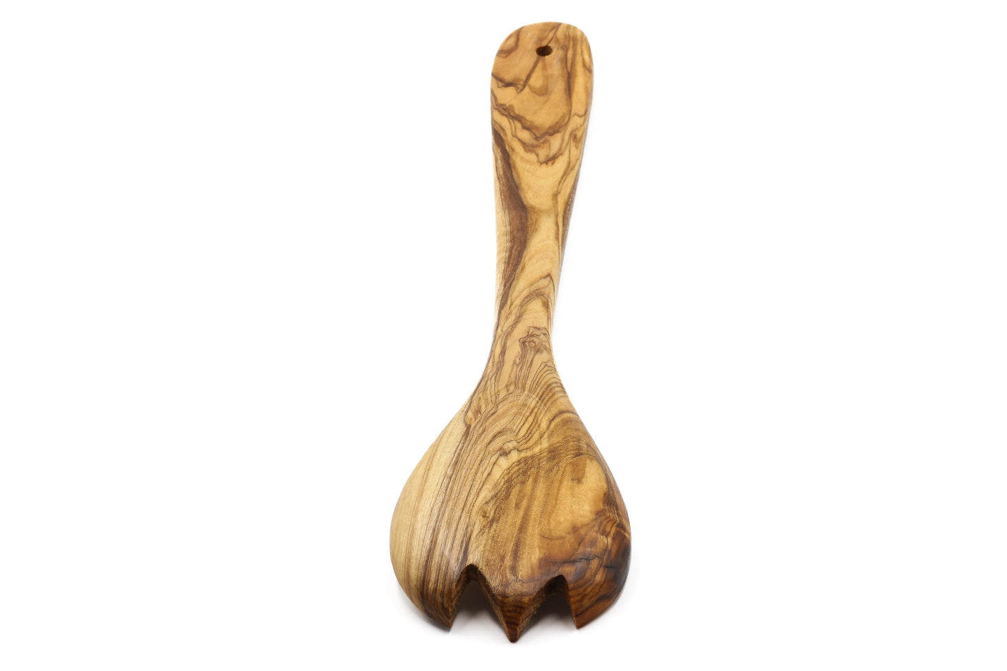Olive wood toothed spoon, salad server fork