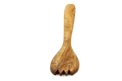 Olive wood toothed spoon, salad server fork