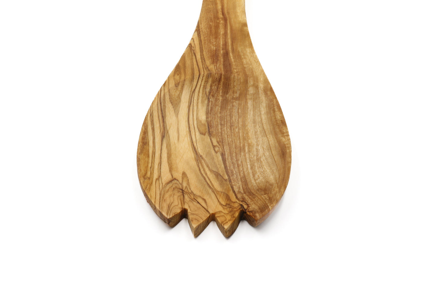 Olive wood toothed spoon, salad server fork