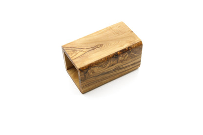 Olive wood utensil holder, vintage counter organizer