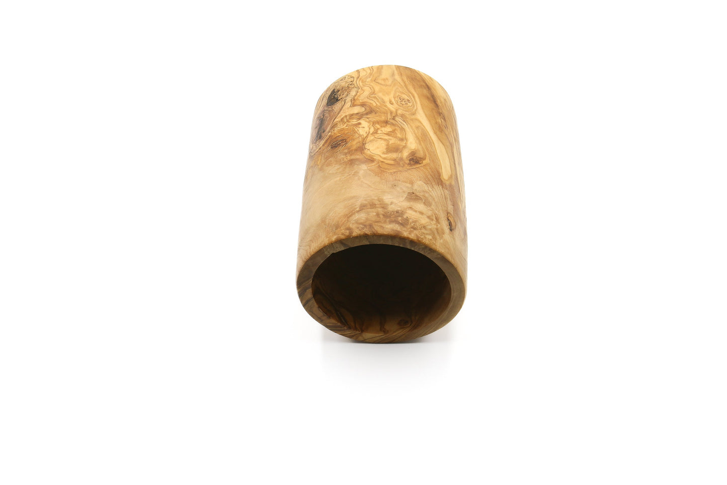 Olive wood utensil holder, vintage counter organizer