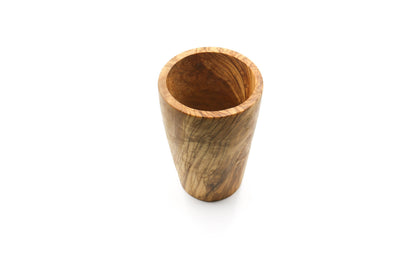 Olive wood utensil holder, vintage counter organizer