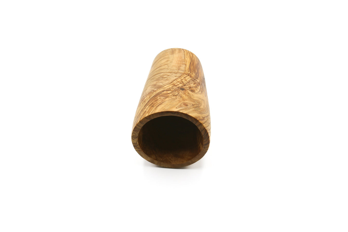 Olive wood utensil holder, vintage counter organizer