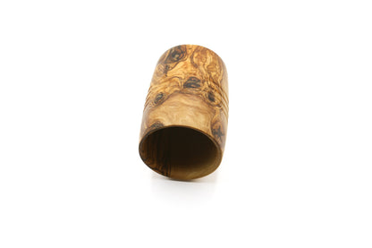 Olive wood utensil holder, vintage counter organizer