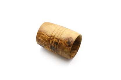 Olive wood utensil holder, vintage counter organizer