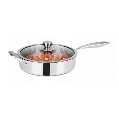 PDF28-Bratpfanne mit Deckel Ø28 cm – Edelstahl 18/10 mit Wabenstruktur, Induktion geeignet & kratzfest