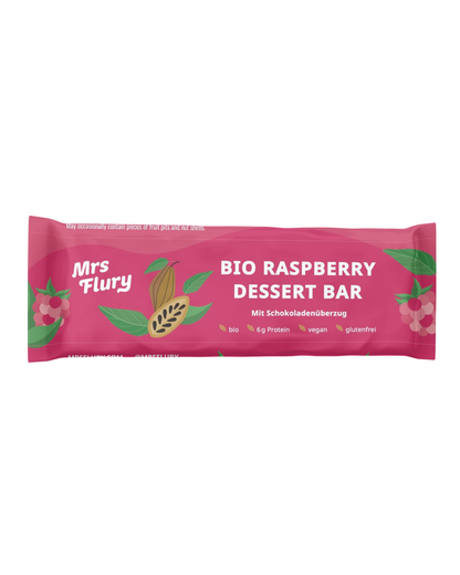 Bio Raspberry Dessert Bar 50 g fruchtig, schokoladig, vegan & natürlich gut