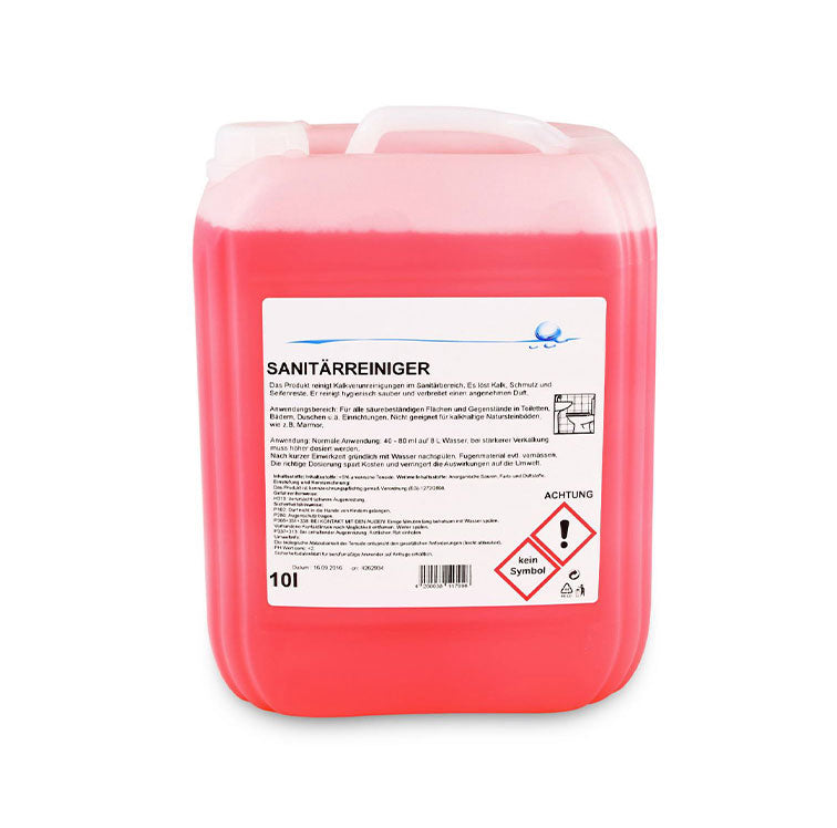 Sanitärreiniger, gegen Kalkverunreinigungen, rosa, PH <2, Palette mit 60 Kanister à 10 Liter