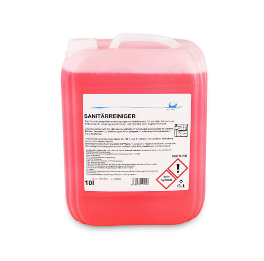 Sanitärreiniger, gegen Kalkverunreinigungen, rosa, PH <2, Palette mit 60 Kanister à 10 Liter