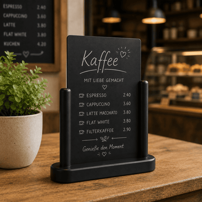 Securit® Tischkreidetafel, Holzsockel Schwarz