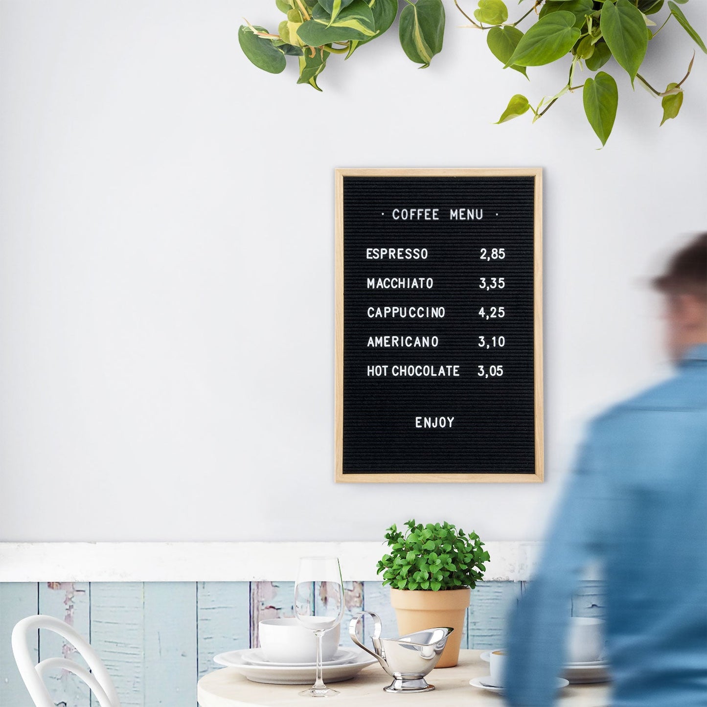 Securit® Buchstabentafel mit Holzrahmen, Letterboard Wandkreidetafel, 40x60cm