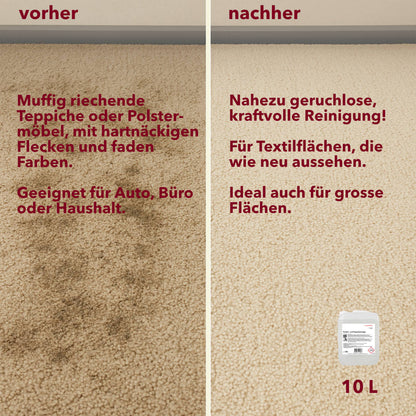 Teppich und Polsterreiniger, geruchsneutral, pH-Wert 10-11, 10 Liter