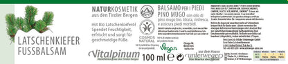 Latschenkiefer Fussbalsam Unterweger – Naturkosmetik mit Bio-Latschenkieferöl zur Pflege & Erfrischung müder Füsse
