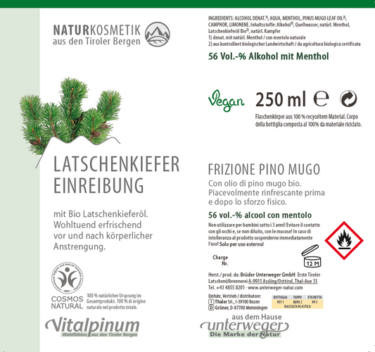 Latschenkiefer Einreibung Unterweger – Naturkosmetik bei Muskelverspannung & körperlicher Belastung