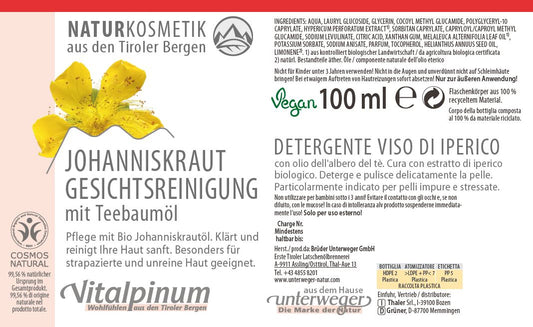 Gesichtsreinigung Unterweger – mit Teebaumöl & Johanniskraut