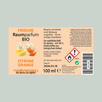 BIO Raumparfum Zitrone & Orange Unterweger – Fruchtig Frisch