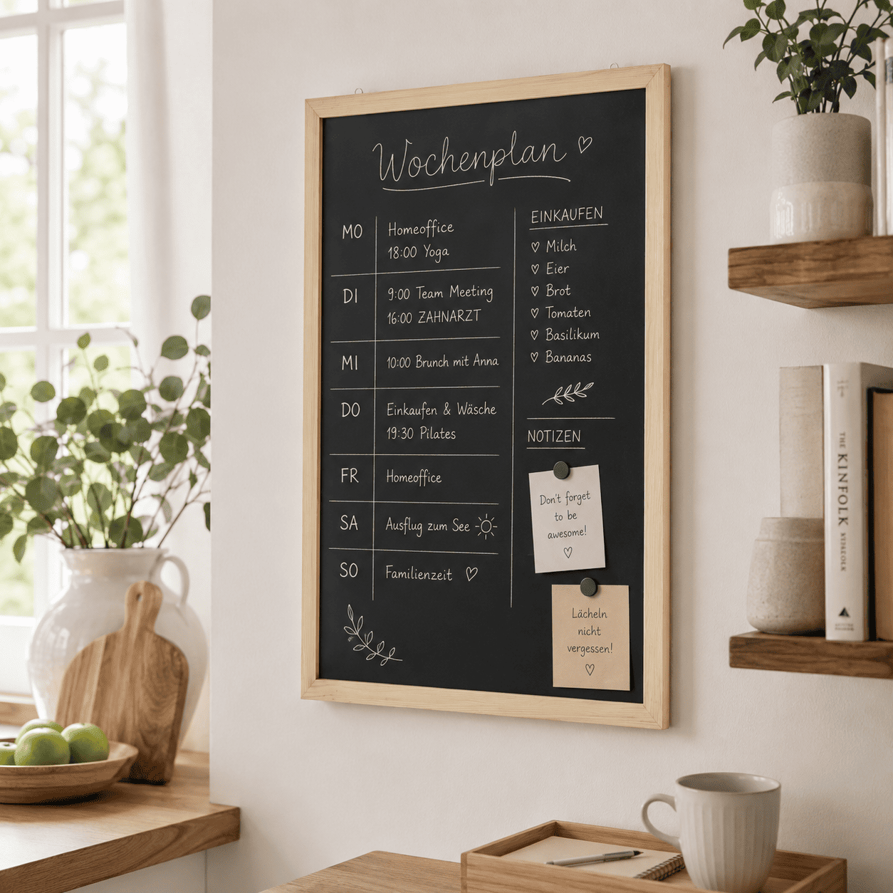 Wandkreidetafel Magnetisch mit Holzrahmen