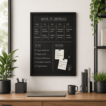 Wandkreidetafel mit Holzrahmen, magnetisch, individuell nach Mass
