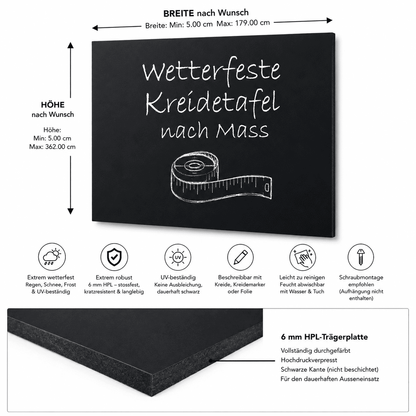 Wandkreidetafel nach Mass, ohne Rahmen, Outdoor