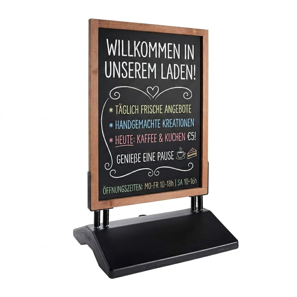 Holz Kundenstopper mit Wassertank, DIN A1, Magnetisch, Outdoor